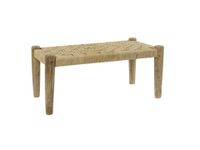 wooden bench with organic rope