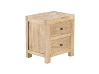 night table with two drawers in natural wood