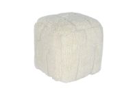white wool pouf