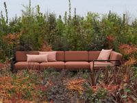 Mediterranean outdoor modular lounge sofa on contemporary garden terrace