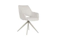 swivel dining chair upholstered in beige boucle