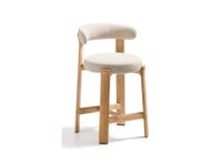 kitchen stool natural wood and beige chenille