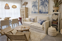 Mediterranean living room with natural furniture and interior design by LifestyleMALLORCA in Palma de Mallorca