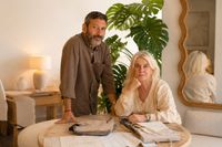LifestyleMallorca founders working with fabrics and interior materials in relaxed Mediterranean showroom atmosphere. LifestyleMallorca founders working with fabrics and interior materials in relaxed Mediterranean showroom atmosphere.